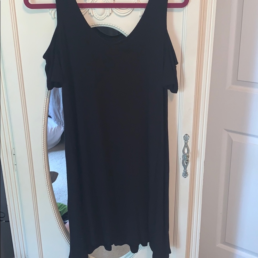 Black casual dress with cold shoulder